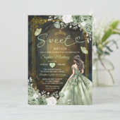 Forest Sage Green Princess Quinceañera Kaart (Staand voorkant)
