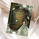 Forest Sage Green Princess Quinceañera Kaart