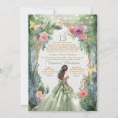 Forest Sage Green Princess Spaans 15 Mis Quince Kaart (Voorkant)