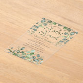 Forest Sage Green Seeed Eucalyptus Vrijgezellenfee Acryl Uitnodigingen (Laagn)