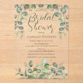 Forest Sage Green Seeed Eucalyptus Vrijgezellenfee Acryl Uitnodigingen (Voorkant)