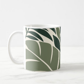 Forest Sage Tropical Leaf Silhouette Koffiemok