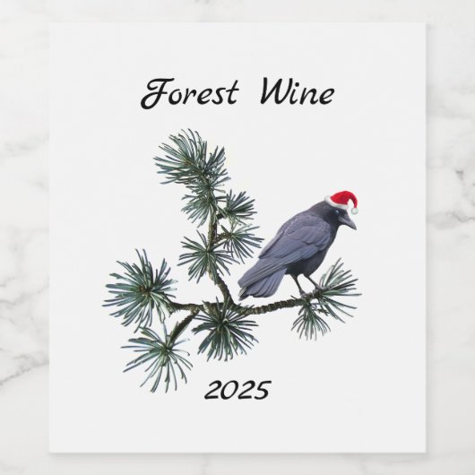 Forest Santa Crow Wine Labels Wijn Etiket (Enkel label)