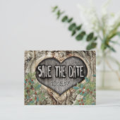 Forest Save the Date Heart Knot in de kofferbak Aankondigingskaart (Staand voorkant)