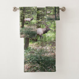 Forest Scene met Chipmunk en Elk Bad Handdoek