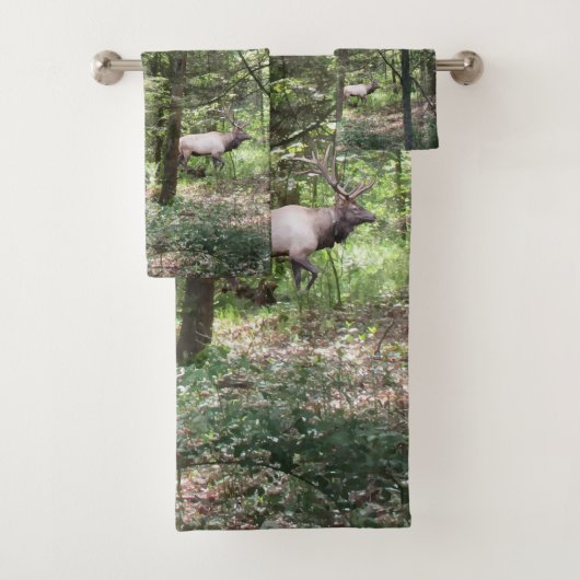 Forest Scene met Chipmunk en Elk Bad Handdoek (Insitu)