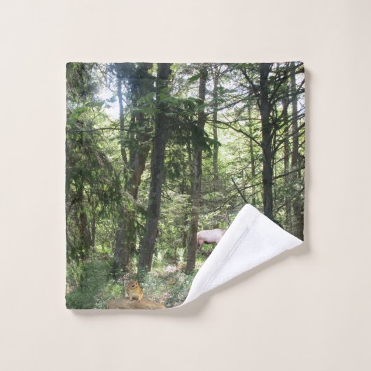 Forest Scene met Chipmunk en Elk Bad Handdoek (Wasdoekje)