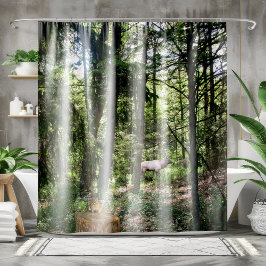 Forest Scene met Chipmunk en Elk Douchegordijn