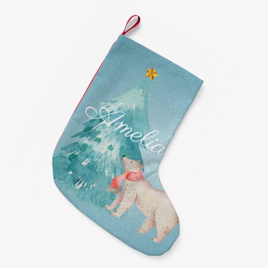 Forest Scene Personalized Kleine Kerstsok (Voorkant (Hangend))