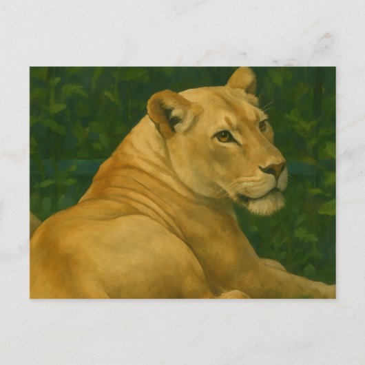 Forest Sentinel - Rustende leeuwin in gouden licht Briefkaart (Voorkant)
