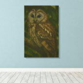 Forest Sentinel - Tawny Owl Wildlife Art Canvas Afdruk (Insitu (Houten vloer))