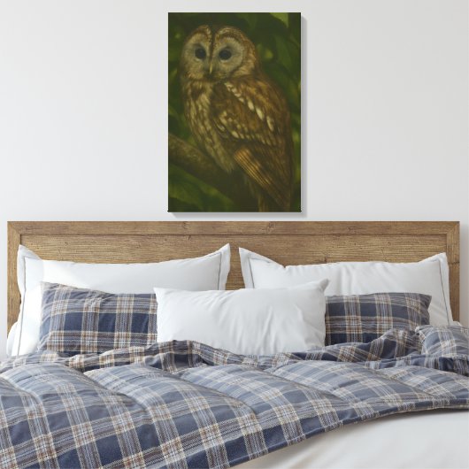 Forest Sentinel - Tawny Owl Wildlife Art Canvas Afdruk (Insitu (Slaapkamer))