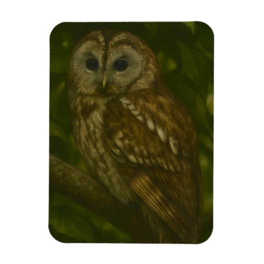 Forest Sentinel - Tawny Owl Wildlife Art Magneet (Verticaal)