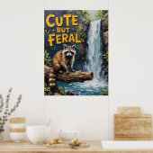 Forest Sentinel: Wasbeer bij de beek Poster (Keuken)