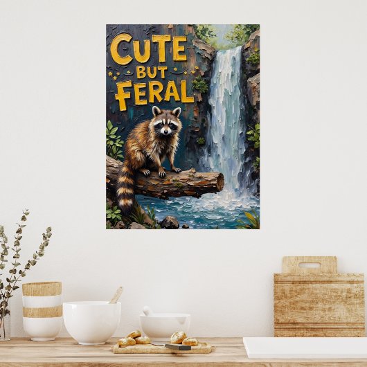 Forest Sentinel: Wasbeer bij de beek Poster (Keuken)