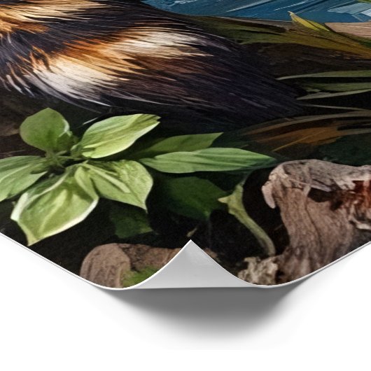 Forest Sentinel: Wasbeer bij de beek Poster (Hoek)