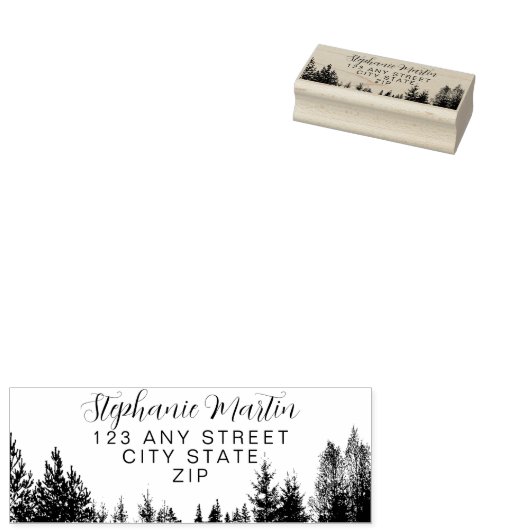 Forest Silhouette-adres Rubberstempel (Gestempeld)