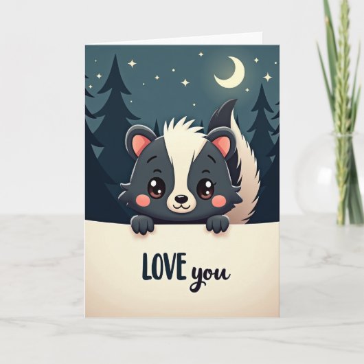 Forest Skunk Love You Moon Card Kaart (Voorkant)