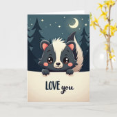 Forest Skunk Love You Moon Card Kaart (Gele Bloem)