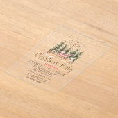 Forest, Sleigh, Lights Gold Christmas Company Acryl Uitnodigingen (Laagn)