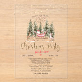 Forest, Sleigh, Lights Gold Christmas Company Acryl Uitnodigingen (Voorkant)