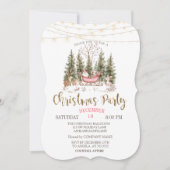 Forest, Sleigh, Lights Gold Christmas Company Kaart (Voorkant)