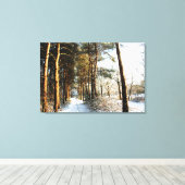 Forest Sneeuwscène 36x24 (90x60cm) waccna Canvas Afdruk (Insitu (Houten vloer))