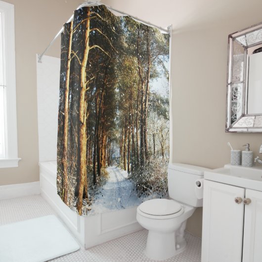 Forest sneeuwscène douchegordijn (In situ)