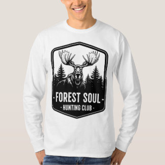 Forest Soul Hunting Club Moose Illustratie Vintage T-shirt