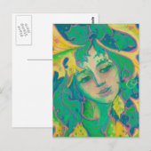 Forest Spirit, Surreal Fantasy Portrait Green Folk Briefkaart (Voorkant / Achterkant)