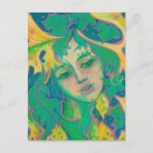 Forest Spirit, Surreal Fantasy Portrait Green Folk Briefkaart (Voorkant)