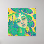 Forest Spirit, Surreal Fantasy Portrait Green Folk Canvas Afdruk (Voorkant)