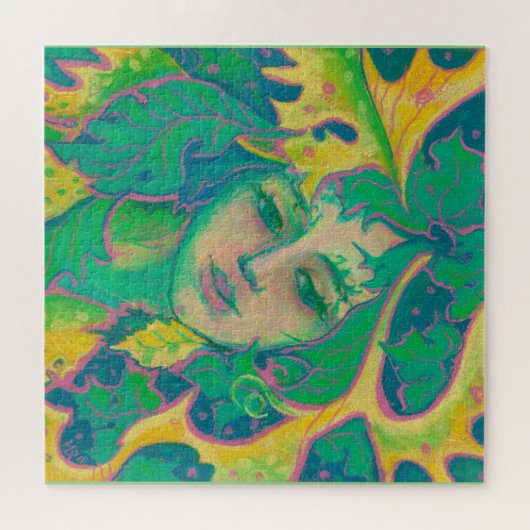 Forest Spirit, Surreal Fantasy Portrait Green Folk Legpuzzel (Horizontaal)