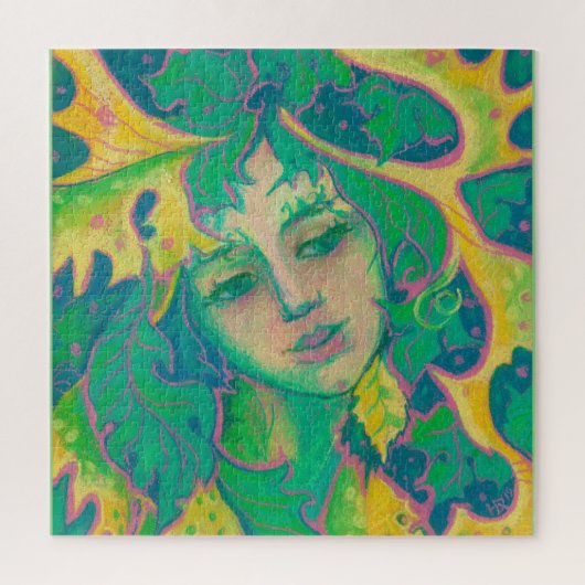 Forest Spirit, Surreal Fantasy Portrait Green Folk Legpuzzel (Verticaal)