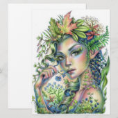 Forest Sprite Fairy Elf Fantasy Woman Art Kaart (Voorkant / Achterkant)
