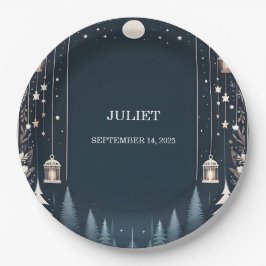 Forest Stars Sneeuw Helder Winter Vrijgezellenfees Papieren Bordje