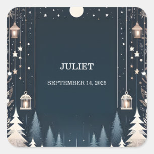 Forest Stars Sneeuw Helder Winter Vrijgezellenfees Vierkante Sticker