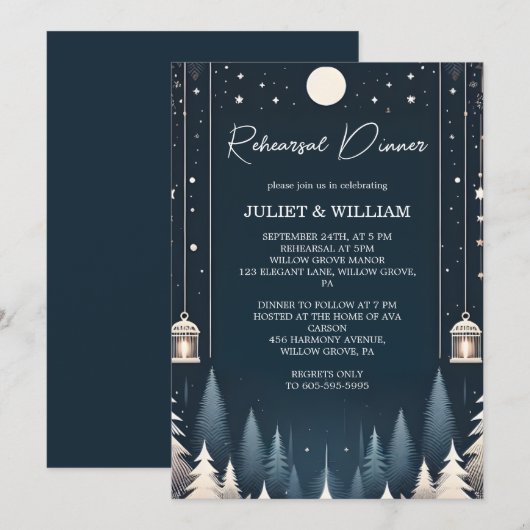 Forest Stars Sneeuw Heldere Winter Repetitie Diner Kaart (Voorkant / Achterkant)