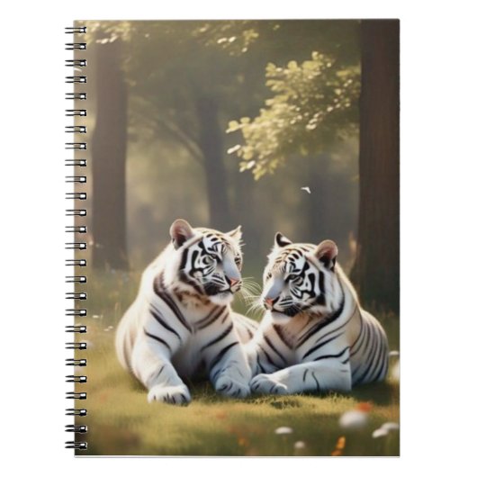 Forest Stillness – White Tigers Notebook Notitieboek (Voorkant)