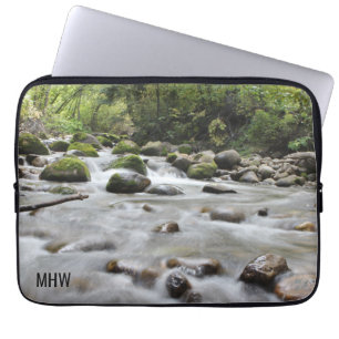 Forest Stream aangepaste monogram laptophoezen Laptop Sleeve