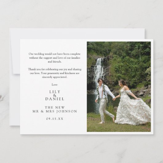 Forest String Lights Floral Rustic Wedding Photo Bedankkaart (Achterkant)