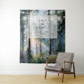 Forest String Lights Floral Wedding Photo Backdrop Wandkleed (In situ)