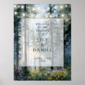 Forest String Lights Floral Wedding Welcome Sign Poster (Voorkant)