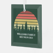 Forest Sunset Camping Custom Family Reunion Glas Ornament (Voorkant links)