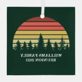 Forest Sunset Camping Custom Family Reunion Glas Ornament (Achterkant)