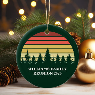 Forest Sunset Camping Custom Family Reunion Keramisch Ornament