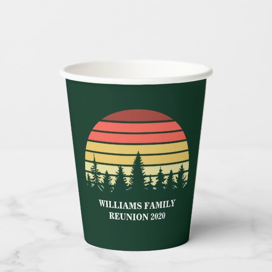 Forest Sunset Camping Custom Family Reunion Papieren Bekers (Achterkant)