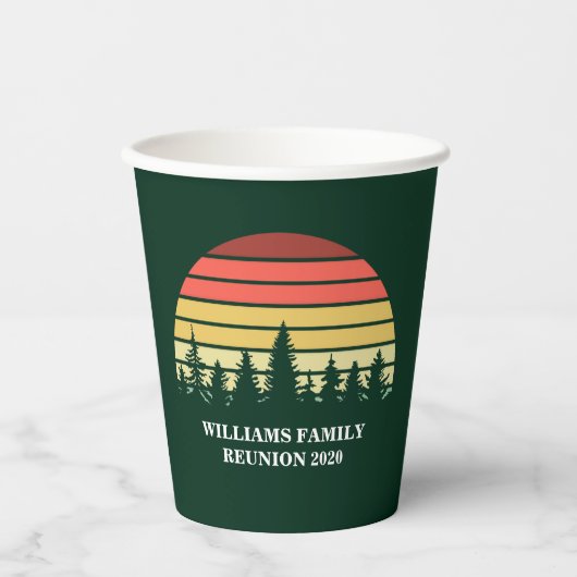 Forest Sunset Camping Custom Family Reunion Papieren Bekers (Voorkant)