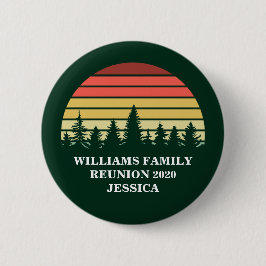 Forest Sunset Camping Custom Family Reunion Ronde Button 5,7 Cm