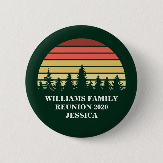Forest Sunset Camping Custom Family Reunion Ronde Button 5,7 Cm (Voorkant)